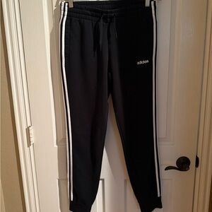 Adidas Women's Black Joggers with White Stripes